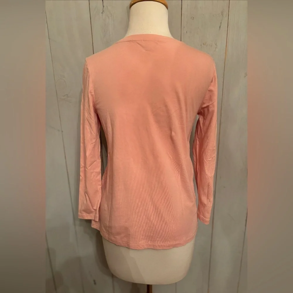 J. Crew Pink‎ Lace Overlay 3/4 Sleeve Scalloped Hem Blouse Top/blouse Size XS